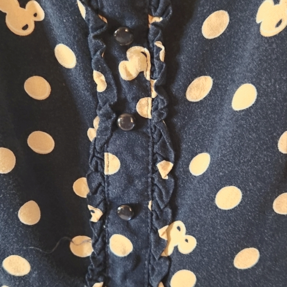 Disney  Womens Juniors Navy Polka Dot Mickey Dress Sz 0 - Picture 4 of 4